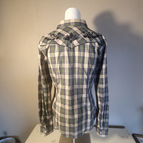 Womens Blue and Green Roper Brand Plaid Shirt With Embroidery On Back Size Small - Picture 2 of 9